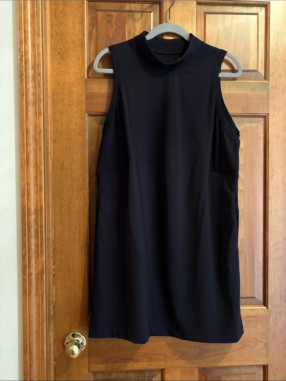 FLX Sleeveless Black Mock Neck Shift Athleisure Dress